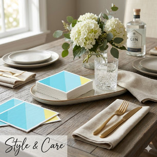 Personalised Blue Stripe Standard Cocktail Paper Napkin