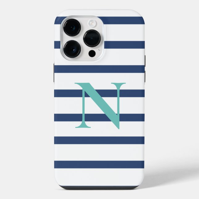 Personalised Blue Stripes  iPhone Case (Back)