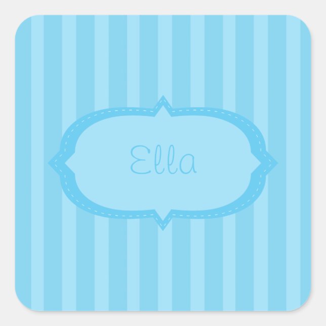 Personalised Blue Stripes Square Stickers (Front)