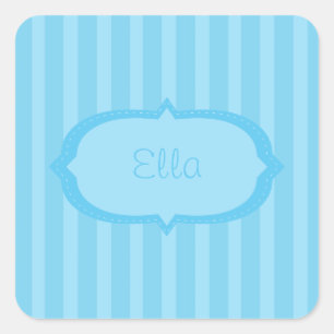 Personalised Blue Stripes Square Stickers