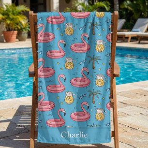 Personalised Blue Summer Vibes Beach Towel
