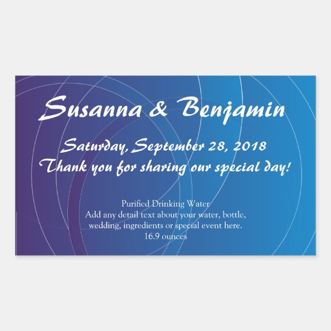 Personalised Blue Swirls Water Bottle Label (Front)