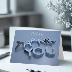 Personalised Blue Thank You Greeting Card