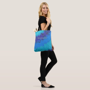 Personalised Blue Tie Dye Ocean Wave Tote Bag