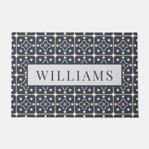 Personalised Blue Tile Pattern Doormat