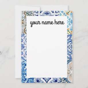 Personalised Blue Tiles Notecards