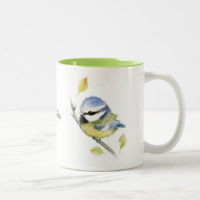 Personalised Blue tit Bird Mug (Right)