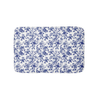 Personalised blue toile bath mat