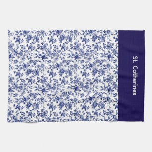 Personalised blue toile towel