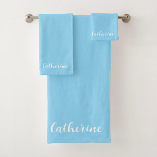 Personalised Blue Towels Set with Name 