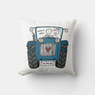 Personalised Blue Tractor Country Farm Wedding Cushion
