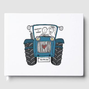 Personalised Blue Tractor Country Farm Wedding Guest Book