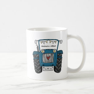 Personalised Blue Tractor Country Wedding Gift Coffee Mug