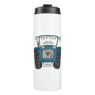 Personalised Blue Tractor Country Wedding Gift Thermal Tumbler