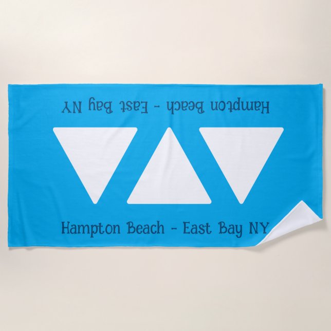 Personalised Blue Triangles Beach Towel” Beach Towel (Front)