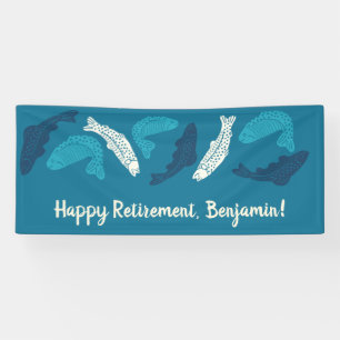 Personalised Blue Trout Fish Retirement Party Banner