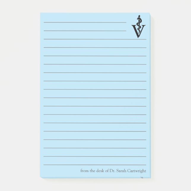 Personalised Blue Veterinarian Office Veterinary Post-it Notes (Front)