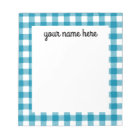 Personalised Blue Vichy Plaid Notepad