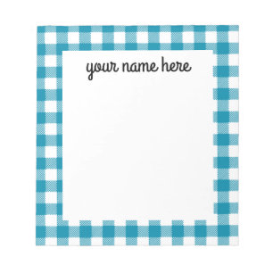 Personalised Blue Vichy Plaid Notepad