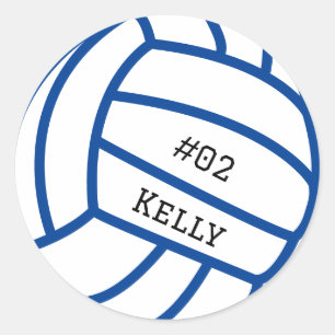 Personalised Blue Volleyball Stickers