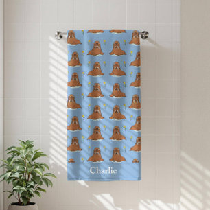 Personalised Blue Walrus Kids Bath Towel