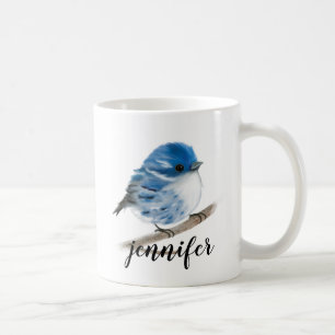 Personalised Blue Warbler Bird Mugs