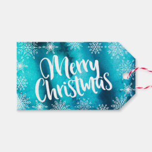 Personalised Blue Watercolor Christmas gift tags