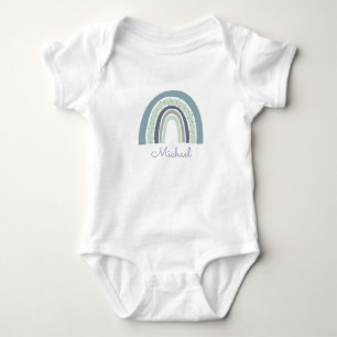 Personalised Blue Watercolor Rainbow Baby Boy Bodysuit