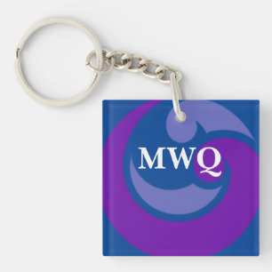 Personalised Blue Wave Monogram Acrylic Keychain