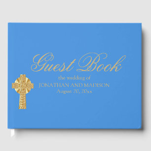 Personalised Blue Wedding Guest Book, Christian Guest Book
