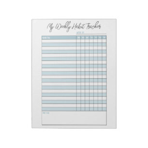 Personalised Blue Weekly Habit Tracker Notepad
