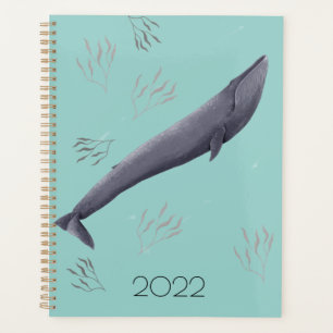Personalised Blue Whale & Sea Algae Illustration Planner