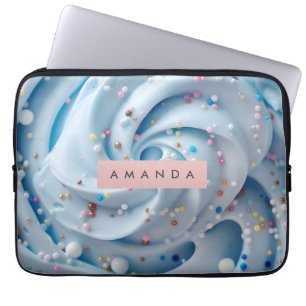 Personalised Blue Whipped Frosting Sprinkle Laptop Sleeve