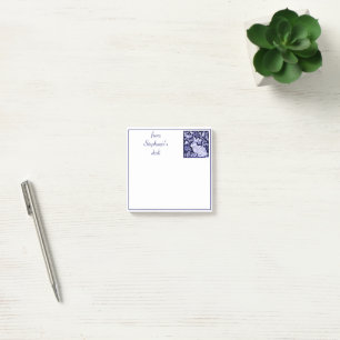 Personalised Blue & White Bunny Rabbit Tile Delft Post-it Notes