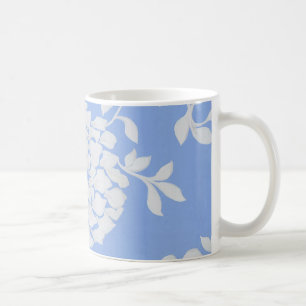 Personalised Blue & White Floral Pattern Coffee Mug