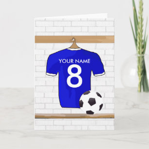 Personalised Blue White Football Soccer Jersey Card