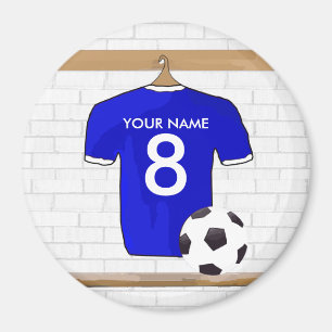 Personalised Blue White Football Soccer Jersey Magnet
