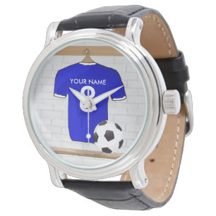 Personalised Blue White Football Soccer Jersey Watch
