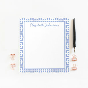Personalised Blue & White Greek Key Notepad