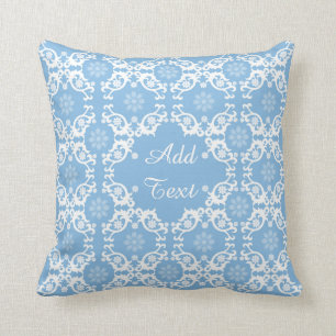 Personalised Blue White Lace Throw Pillow