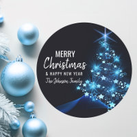 Personalised BLUE White MERRY CHRISTMAS Tree