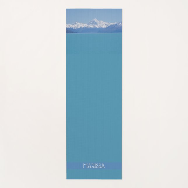 Personalised Blue & White Mountain Range Yoga Mat (Front)