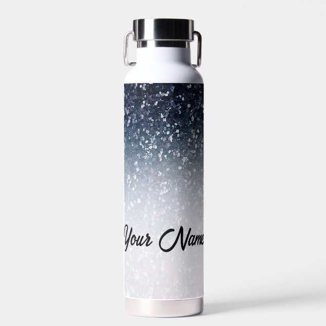 Personalised Blue & White Ombre Water Bottle (Front)