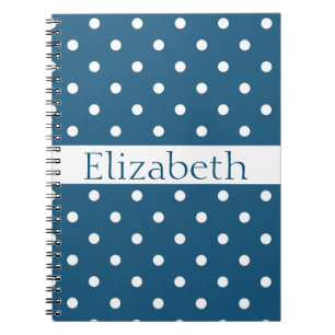 Personalised Blue & White Polka Dots Pattern Notebook