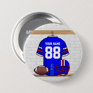 Personalised Blue White Red Football Jersey 7.5 Cm Round Badge