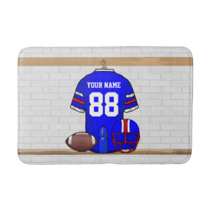 Personalised Blue White Red Football Jersey Bath Mat