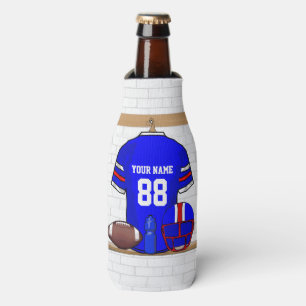 Personalised Blue White Red Football Jersey Bottle Bottle Cooler