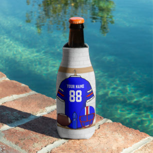 Personalised Blue White Red Football Jersey Bottle Cooler