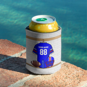 Personalised Blue White Red Football Jersey Can Cooler