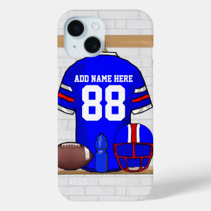 Personalised Blue White Red Football Jersey iPhone 15 Case